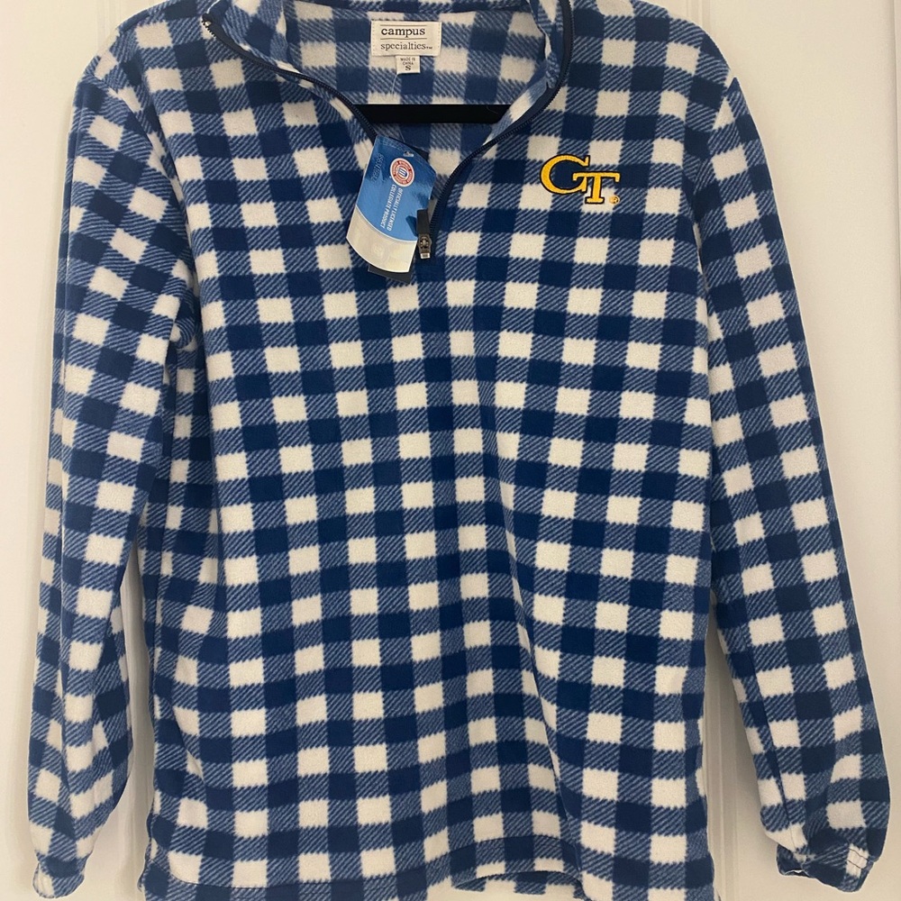 Georgia Tech Blue and White Plaid Sweatshirt